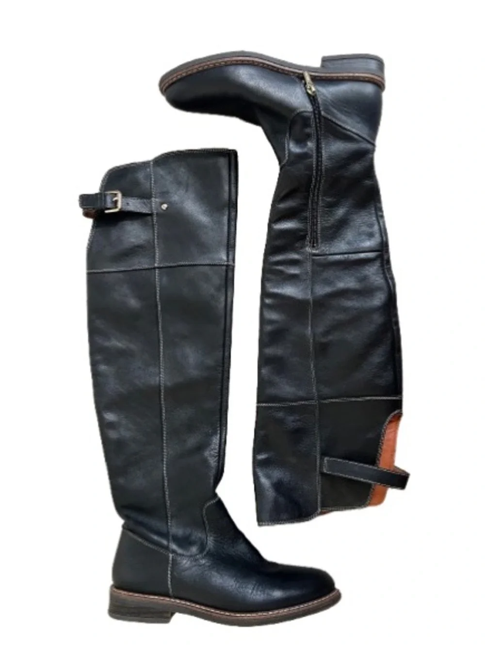 PIKOLINOS Aldaya Musketeer Tall Black Leather Knee-High Boots.  Size 39